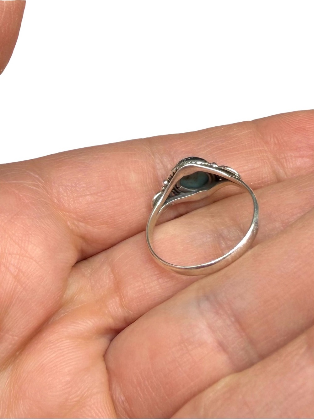 Kingman Turquoise Ring Size 6 Solid 925 Sterling Silver - Picture 5 of 6